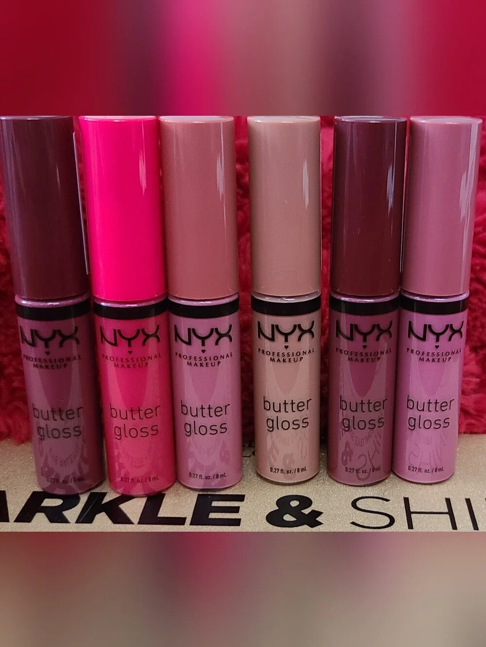 NYX 7 PC SET♤10 pan Eyeshadow Palette & 6 Butter Glosses.